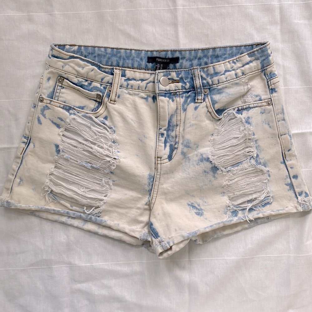 Bleached Denim Shorts